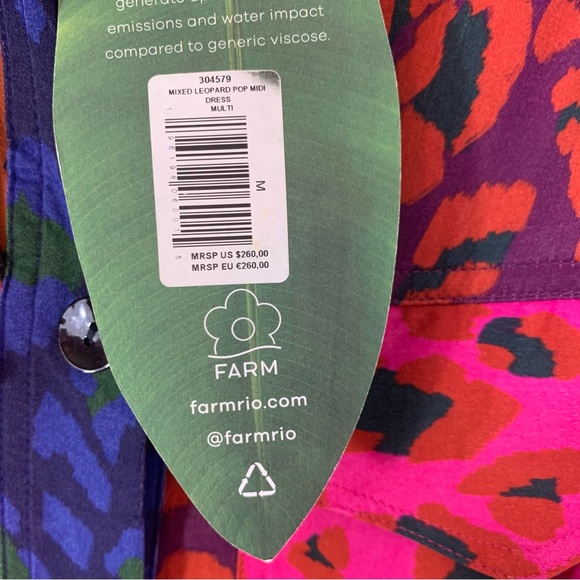 Farm Rio Mixed Leopard Pop Lenzing Ecovero Viscose Midi Dress M NWT - Picture 11 of 15